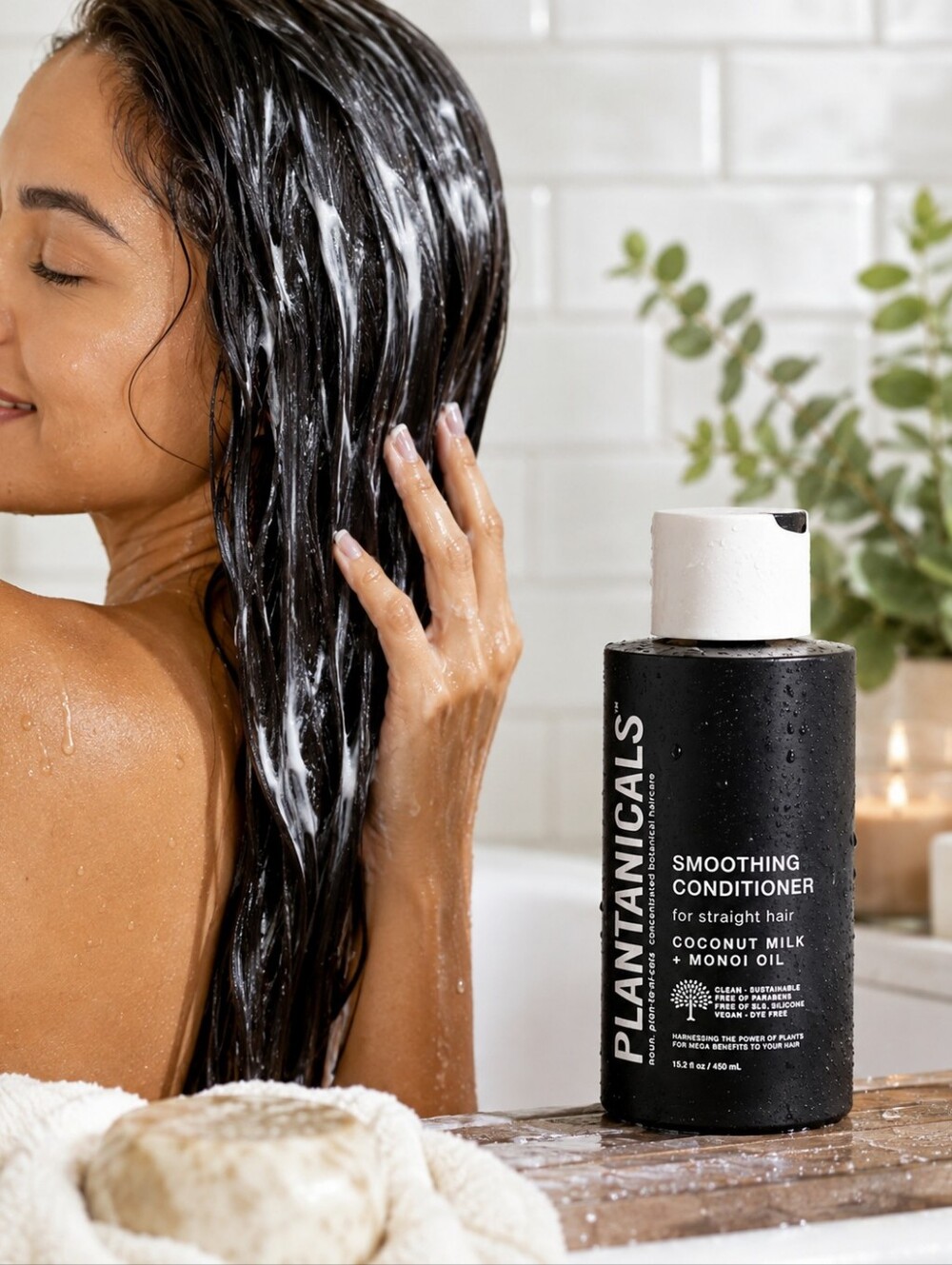 Plantanicals Smoothing Conditioner Coconut Milk Monoi Oil Straight Hair 15.2 oz